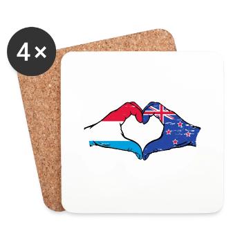 Luxembourg Drapeau de la Nouvelle-Zélande Aiguilles Coeur Utilisé - Dessous de verre (lot de 4) - blanc - Devant