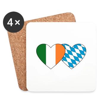Drapeau de l’Irlande Bavière Coeur - Dessous de verre (lot de 4) - blanc - Devant