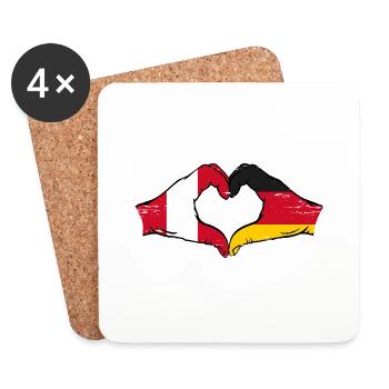 Peru Germany flag hands heart shape used - Coasters (set of 4) - white - Front