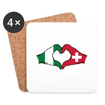 Nigeria Suisse Drapeau Mains Coeur Forme - Dessous de verre (lot de 4) - blanc - Devant