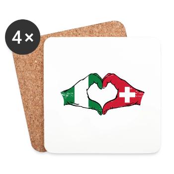 Nigeria Suisse Drapeau Mains Coeur Forme Utilisé - Dessous de verre (lot de 4) - blanc - Devant