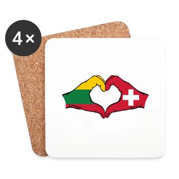 Litauen Schweiz Flagge Hände Herzform - Untersetzer (4er-Set) - Weiß - Vorne