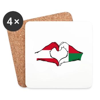 Österreich Madagaskar Flagge Hände Herzform - Untersetzer (4er-Set) - Weiß - Vorne