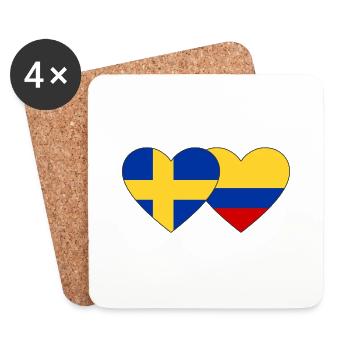 Schweden Kolumbien Flagge Herz - Untersetzer (4er-Set) - Weiß - Vorne