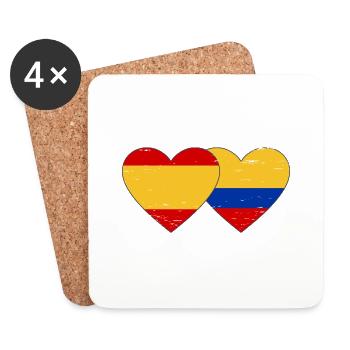 Espagne Colombie Drapeau Coeur Utilisé - Dessous de verre (lot de 4) - blanc - Devant