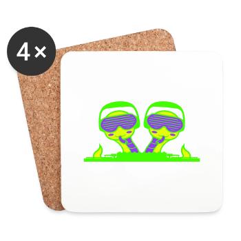 2 Cool DJ Snakes Team Mixer Musique de fête - Dessous de verre (lot de 4) - blanc - Devant