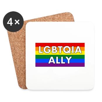 Allié LGBTQIA - Dessous de verre (lot de 4) - blanc - Devant