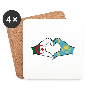 Algerien Kasachstan Flagge Hände Herzform - Untersetzer (4er-Set) - Weiß - Vorne