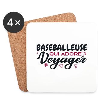 Baseballeuse globe-trotteuse passionnée de voyages - Dessous de verre (lot de 4) - blanc - Devant