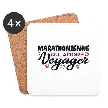 Marathonienne globe-trotteuse passionnée de voyage - Dessous de verre (lot de 4) - blanc - Devant