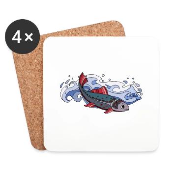 Poisson - Dessous de verre (lot de 4) - blanc - Devant