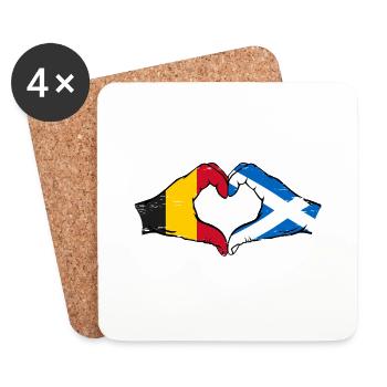 Belgique Ecosse Mains Forme Coeur Utilisé - Dessous de verre (lot de 4) - blanc - Devant