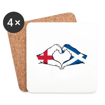 England Scotland Hands Heart Shape - Coasters (set of 4) - white - Front
