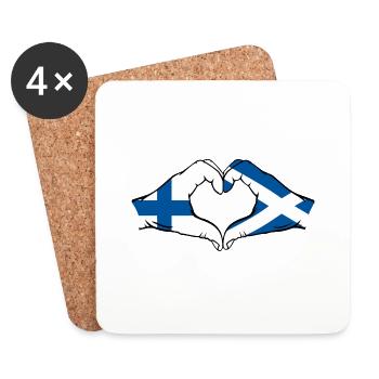 Finland Scotland Hands Heart Shape - Coasters (set of 4) - white - Front