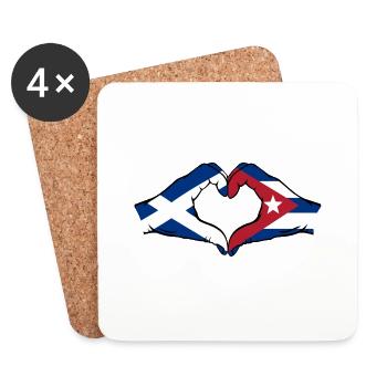 Scotland Cuba Hands Heart Shape - Coasters (set of 4) - white - Front