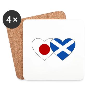Japan Scotland Flag Heart - Coasters (set of 4) - white - Front