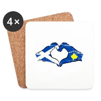 Scotland kosovo hands heart shape used - Coasters (set of 4) - white - Front