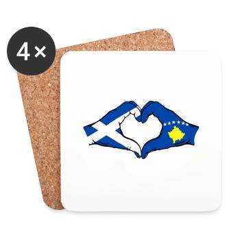 Scotland Kosovo Hands Heart Shape - Coasters (set of 4) - white - Front
