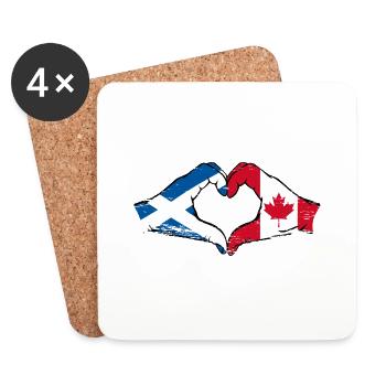 Scotland Canada Hands Heart Shape Used - Coasters (set of 4) - white - Front