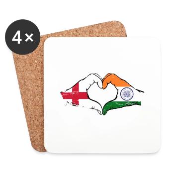 England India Hands Heart Shape Used - Coasters (set of 4) - white - Front
