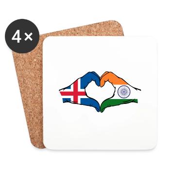 Iceland India hands heart shape - Coasters (set of 4) - white - Front