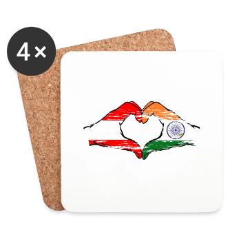 Austria India hands heart shape used - Coasters (set of 4) - white - Front