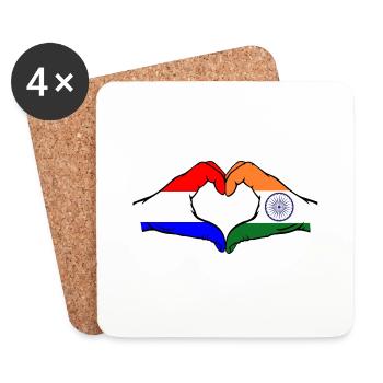 Hollande Inde Mains Forme Coeur - Dessous de verre (lot de 4) - blanc - Devant