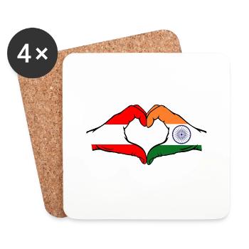 Österreich Indien Hände Herzform - Untersetzer (4er-Set) - Weiß - Vorne