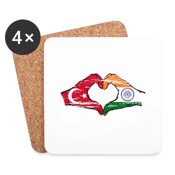 Turkey India Hands Heart Shape Used - Coasters (set of 4) - white - Front