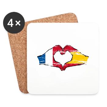 France Spain hands heart shape used - Coasters (set of 4) - white - Front