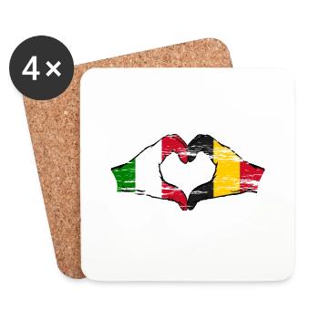 Italy Belgium hands heart shape used - Coasters (set of 4) - white - Front