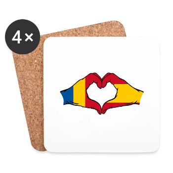 Roumanie Espagne mains forme de cœur - Dessous de verre (lot de 4) - blanc - Devant