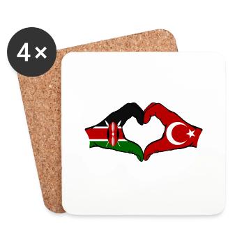 Kenia Türkei Hände Herzform - Untersetzer (4er-Set) - Weiß - Vorne