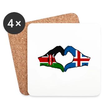 Kenya Islande mains forme de coeur - Dessous de verre (lot de 4) - blanc - Devant