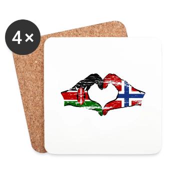 Kenia Norwegen Hände Herzform used - Untersetzer (4er-Set) - Weiß - Vorne