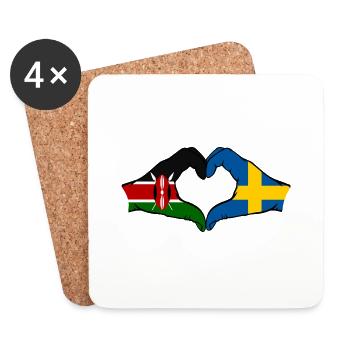 Kenya Sweden Hands Heart Shape - Coasters (set of 4) - white - Front
