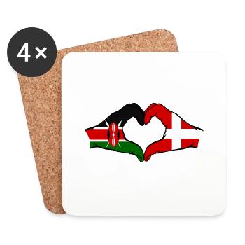 Kenya Denmark Hands Heart Shape - Coasters (set of 4) - white - Front