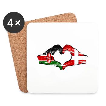 Kenya Denmark hands heart shape used - Coasters (set of 4) - white - Front