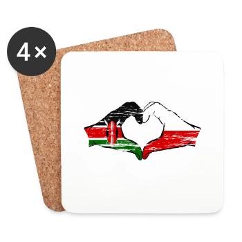 Kenya Poland hands heart shape used - Coasters (set of 4) - white - Front