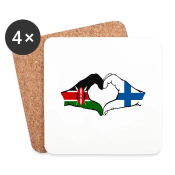 Kenya Finland Hands Heart Shape - Coasters (set of 4) - white - Front