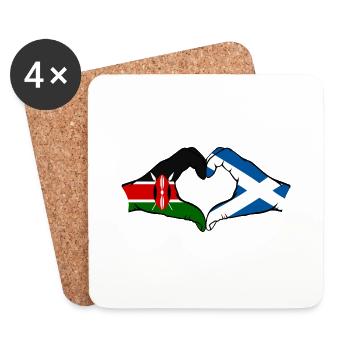 Kenya Ecosse mains en forme de coeur - Dessous de verre (lot de 4) - blanc - Devant