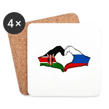 Kenya Russie mains forme de coeur - Dessous de verre (lot de 4) - blanc - Devant