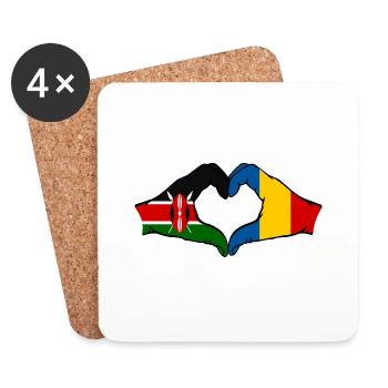 Kenia Rumänien Hände Herzform - Untersetzer (4er-Set) - Weiß - Vorne