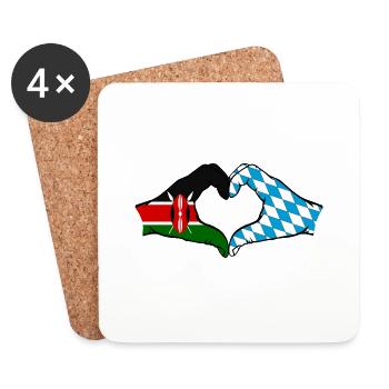 Kenya Bavaria Hands Heart Shape - Coasters (set of 4) - white - Front