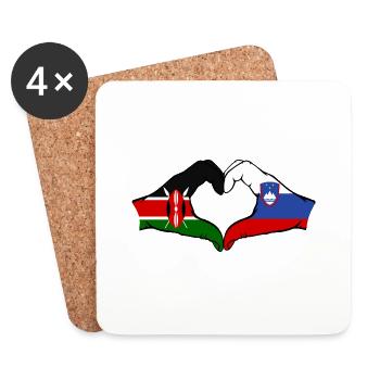 Kenia Slowenien Hände Herzform - Untersetzer (4er-Set) - Weiß - Vorne