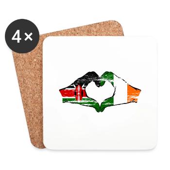 Kenia Irland Hände Herzform used - Untersetzer (4er-Set) - Weiß - Vorne