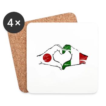 Japan Italy hands heart shape used - Coasters (set of 4) - white - Front