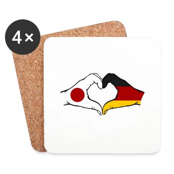 Japan Germany Hands Heart Shape - Coasters (set of 4) - white - Front