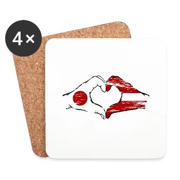Japan Lettland Hände Herzform used - Untersetzer (4er-Set) - Weiß - Vorne