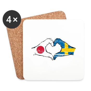 Japon Suède mains forme de coeur utilisé - Dessous de verre (lot de 4) - blanc - Devant